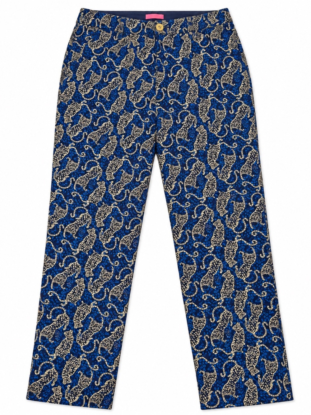Lilly Pulitzer Kelly Ankle Pants Women’s 8 Blue Leopard Big Cat Print Slim Fit